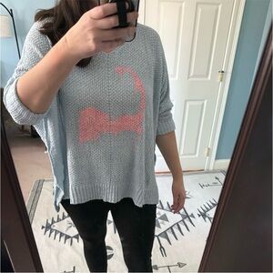 NWT "Beach Life" Cape Cod Map Slouchy Knit Sweater, S-L